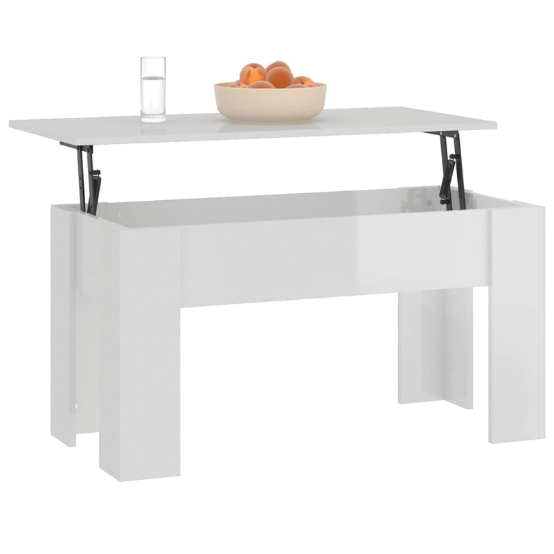 Coffee Table High Gloss White 101x49x52 cm Engineered Wood