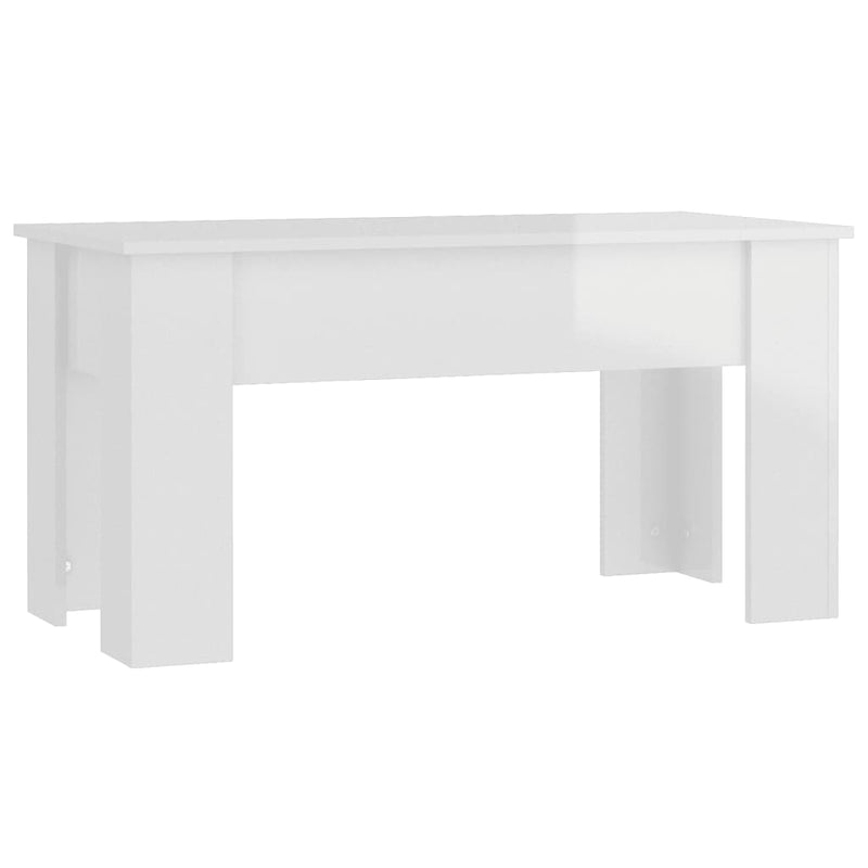 Coffee Table High Gloss White 101x49x52 cm Engineered Wood