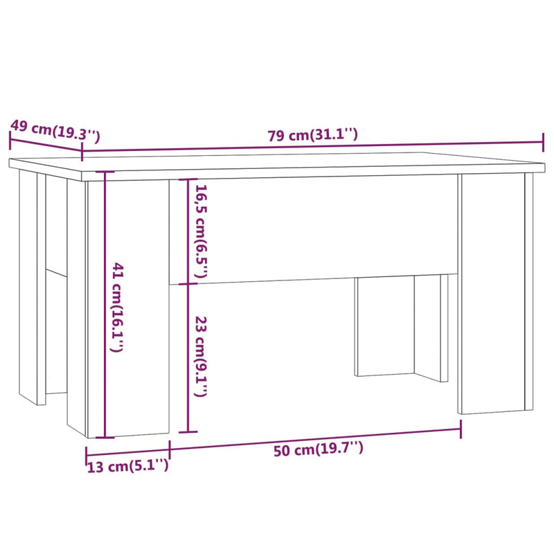 Coffee Table White 79x49x41 cm Engineered Wood