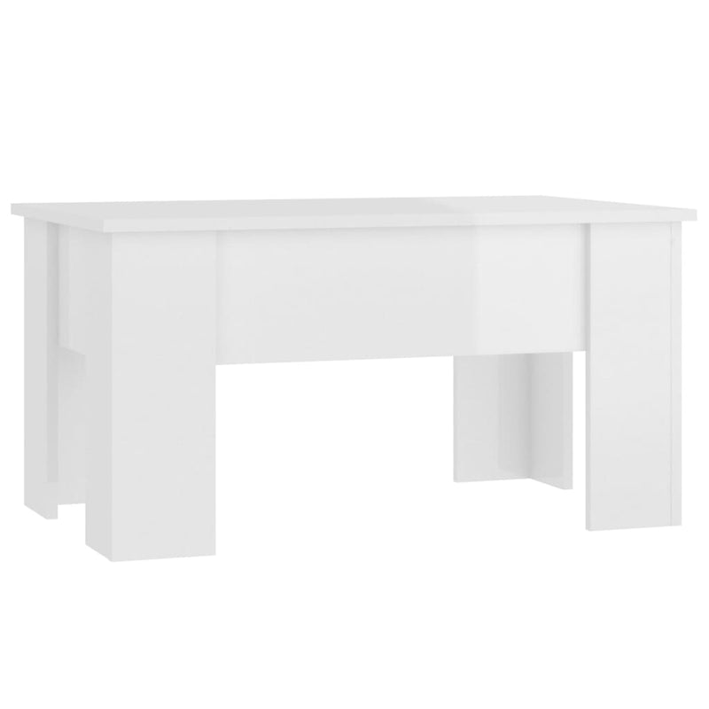 Coffee Table High Gloss White 79x49x41 cm Engineered Wood