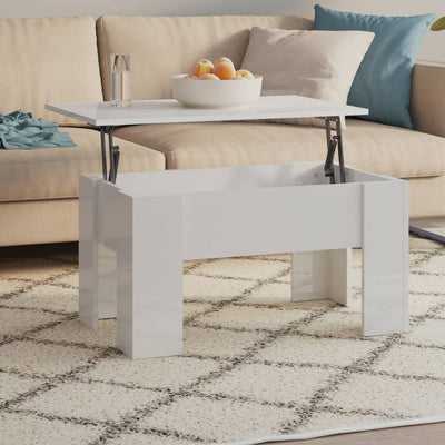 Coffee Table High Gloss White 79x49x41 cm Engineered Wood