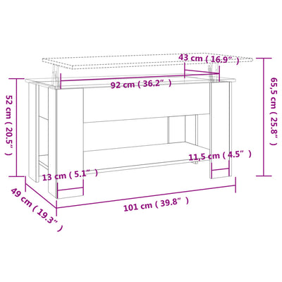 Coffee Table Black 101x49x52 cm Engineered Wood