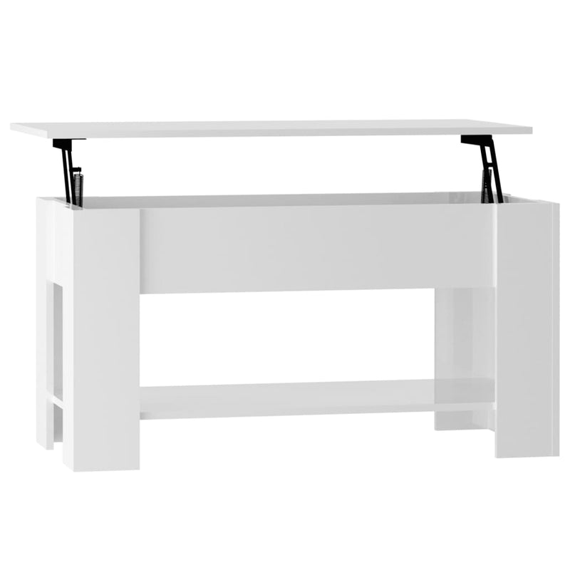 Coffee Table High Gloss White 101x49x52 cm Engineered Wood