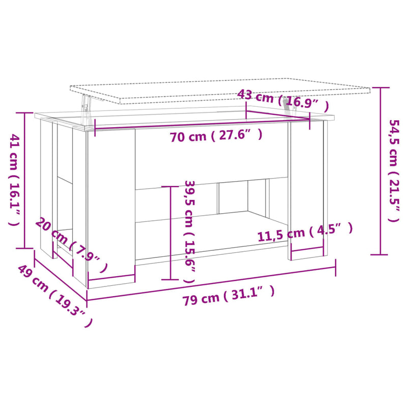 Coffee Table White 79x49x41 cm Engineered Wood