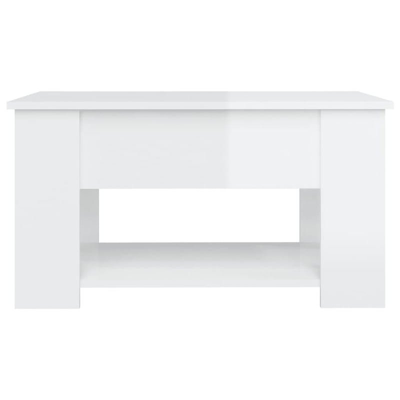 Coffee Table High Gloss White 79x49x41 cm Engineered Wood