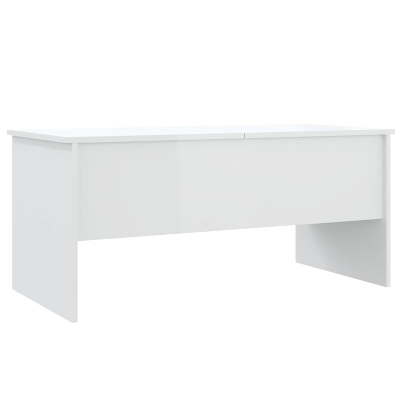 Coffee Table High Gloss White 102x50.5x46.5 cm Engineered Wood