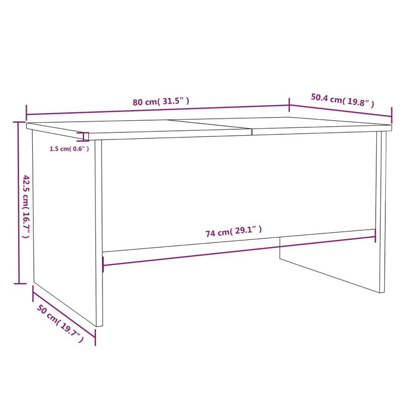 Coffee Table White 80x50x42.5 cm Engineered Wood