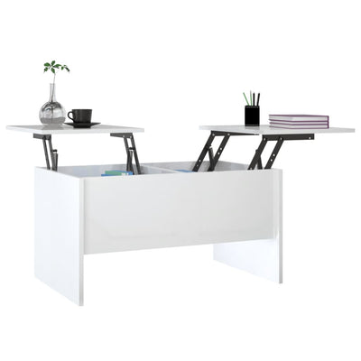 Coffee Table High Gloss White 80x50x42.5 cm Engineered Wood