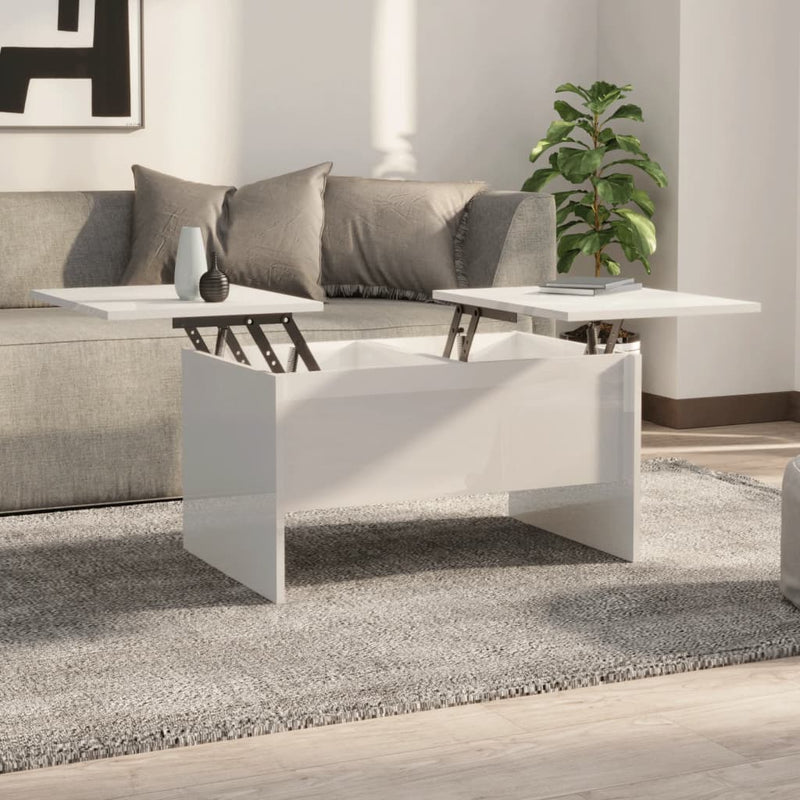 Coffee Table High Gloss White 80x50x42.5 cm Engineered Wood