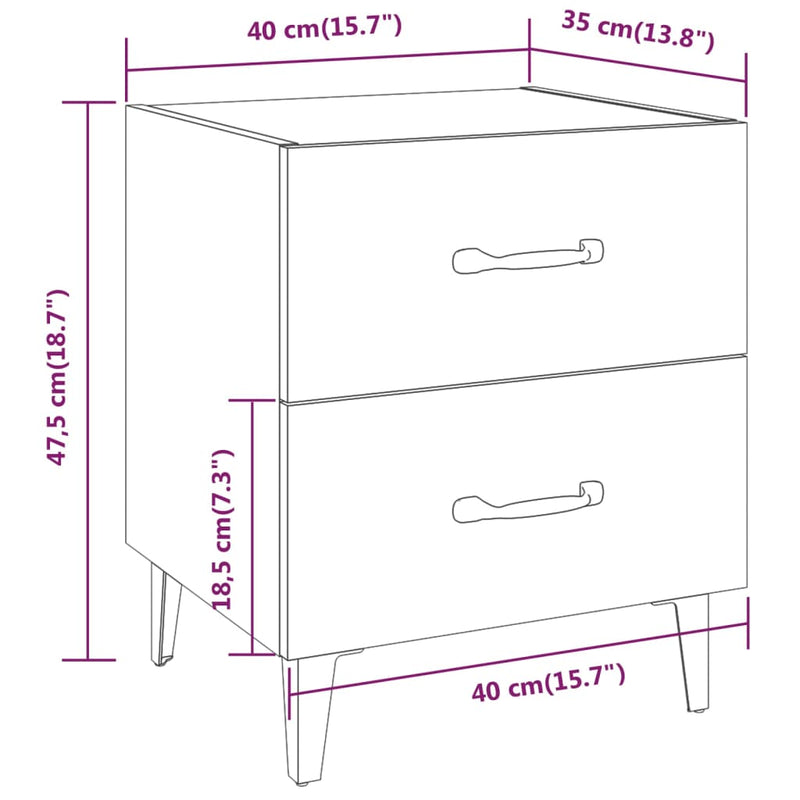 Bedside Cabinet White 40x35x47.5 cm