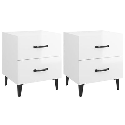 Bedside Cabinets 2 pcs High Gloss White 40x35x47.5 cm