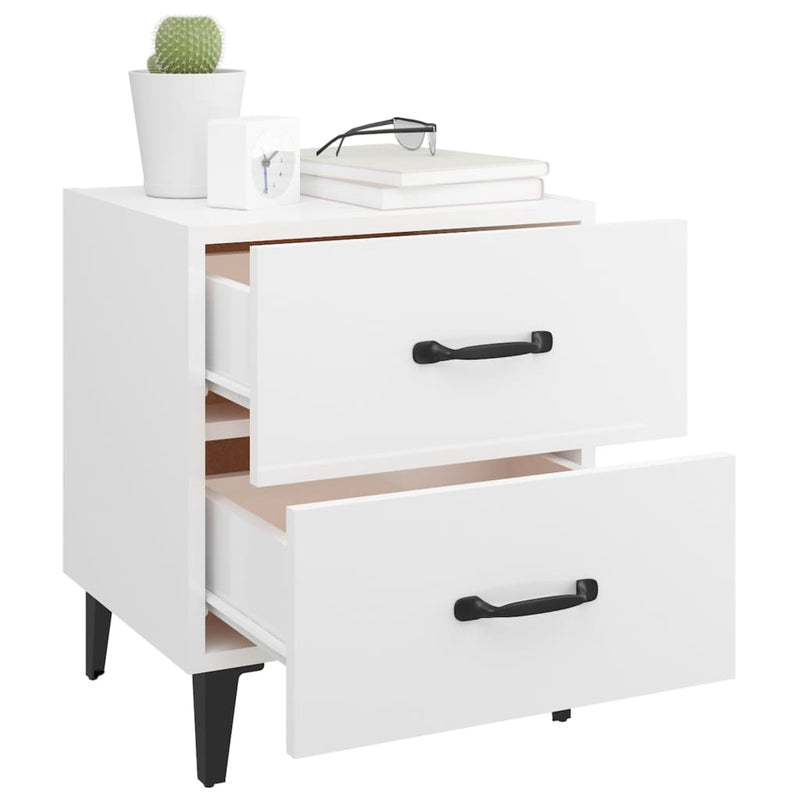 Bedside Cabinets 2 pcs High Gloss White 40x35x47.5 cm