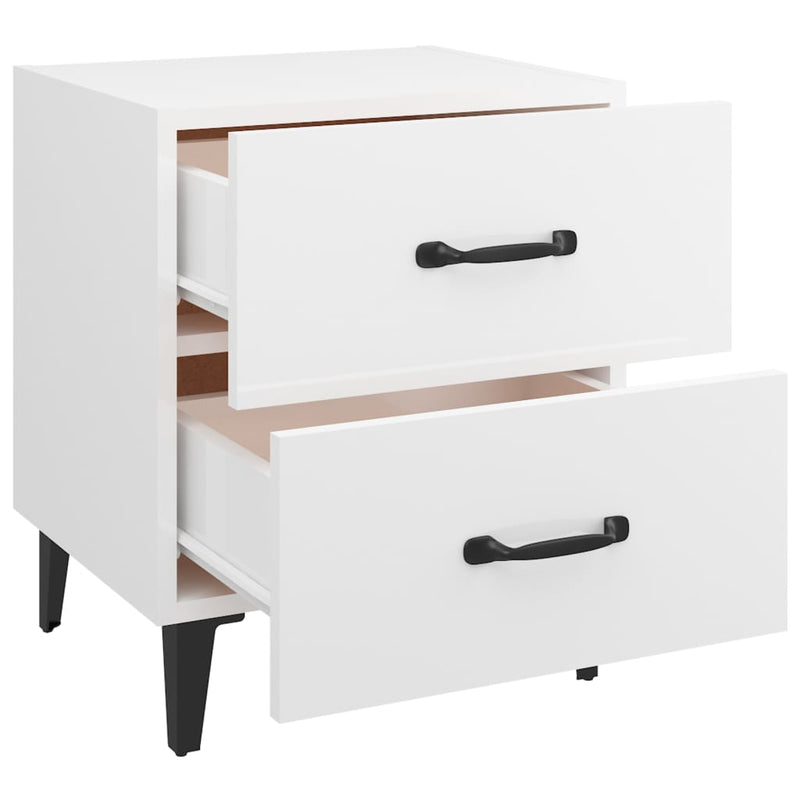 Bedside Cabinets 2 pcs High Gloss White 40x35x47.5 cm