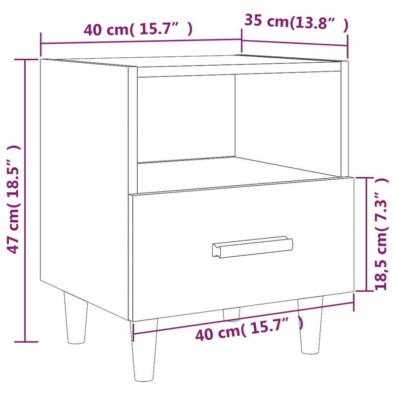 Bedside Cabinet Black 40x35x47 cm