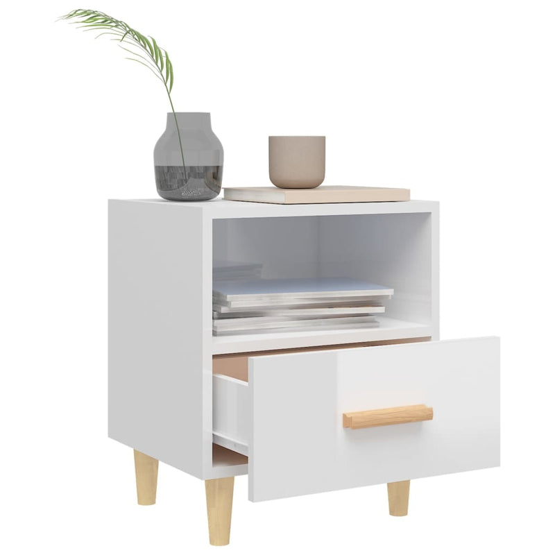 Bedside Cabinet High Gloss White 40x35x47 cm