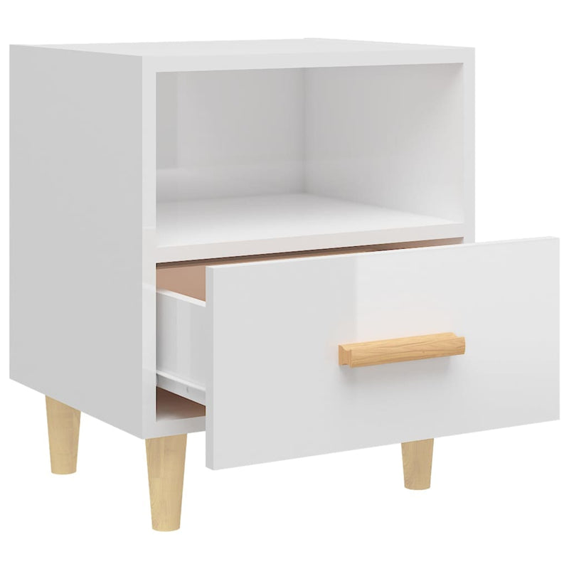 Bedside Cabinet High Gloss White 40x35x47 cm