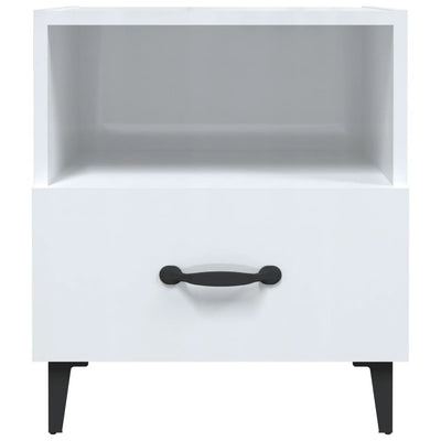 Bedside Cabinets 2 pcs High Gloss White Engineered Wood