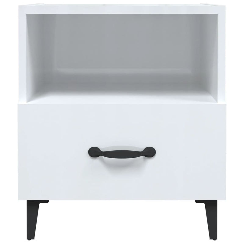 Bedside Cabinets 2 pcs High Gloss White Engineered Wood