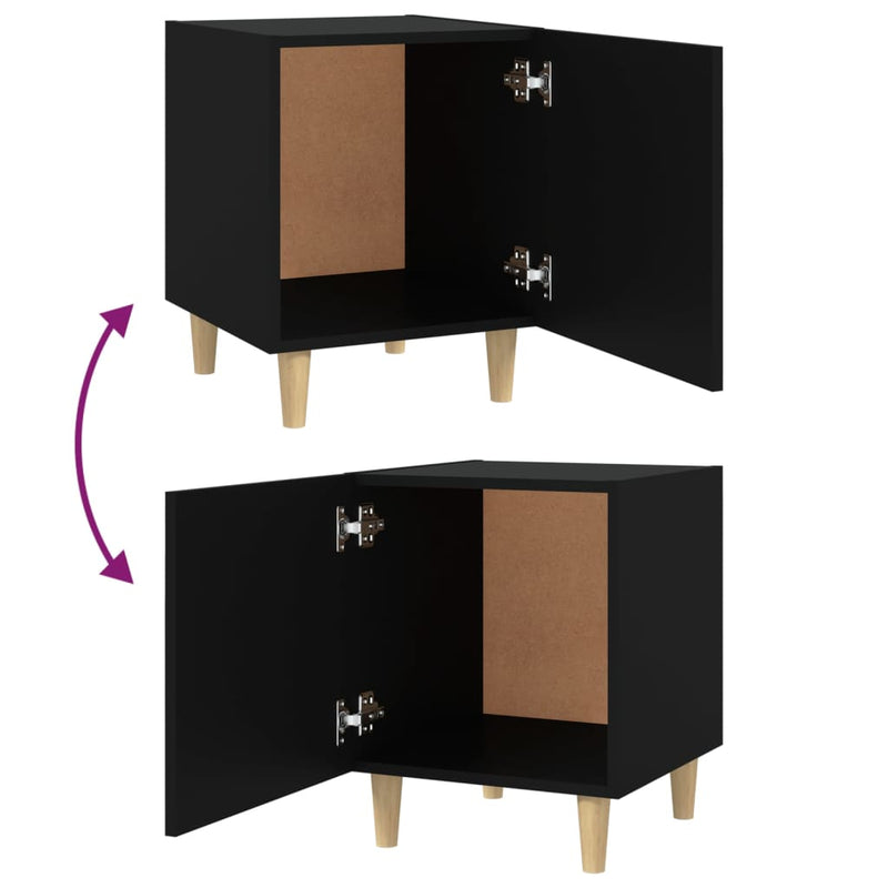 Bedside Cabinets 2 pcs Black Engineered Wood