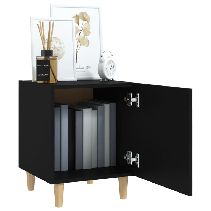 Bedside Cabinets 2 pcs Black Engineered Wood