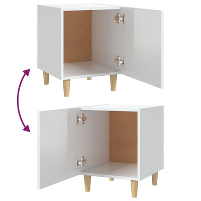 Bedside Cabinets 2 pcs High Gloss White Engineered Wood