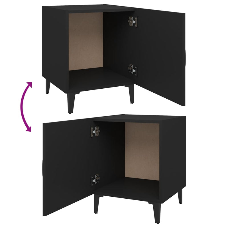 Bedside Cabinets 2 pcs Black Engineered Wood