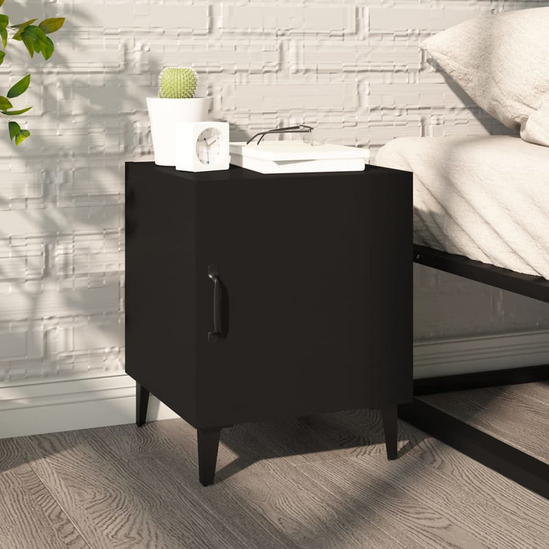 Bedside Cabinets 2 pcs Black Engineered Wood