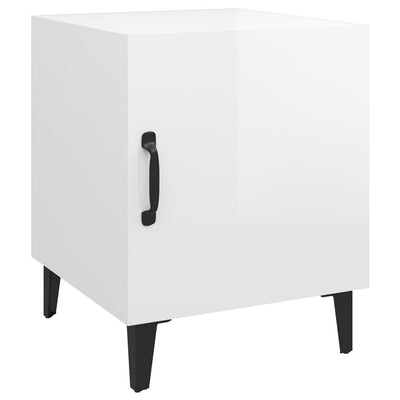 Bedside Cabinet High Gloss White Engineered Wood