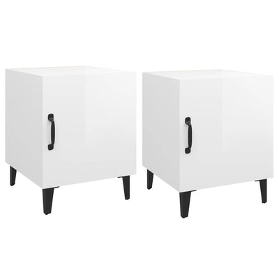 Bedside Cabinets 2 pcs High Gloss White Engineered Wood