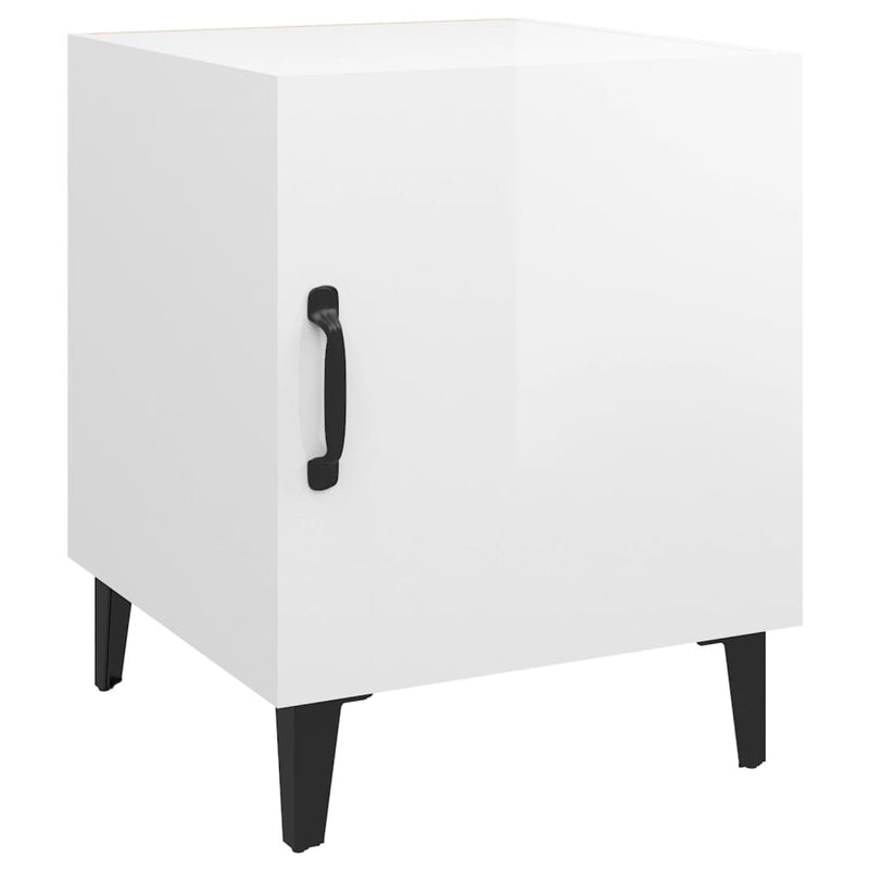 Bedside Cabinets 2 pcs High Gloss White Engineered Wood