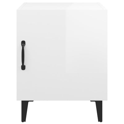 Bedside Cabinets 2 pcs High Gloss White Engineered Wood