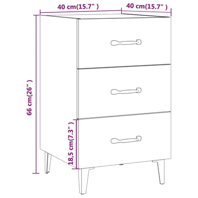 Bedside Cabinet White 40x40x66 cm Engineered Wood