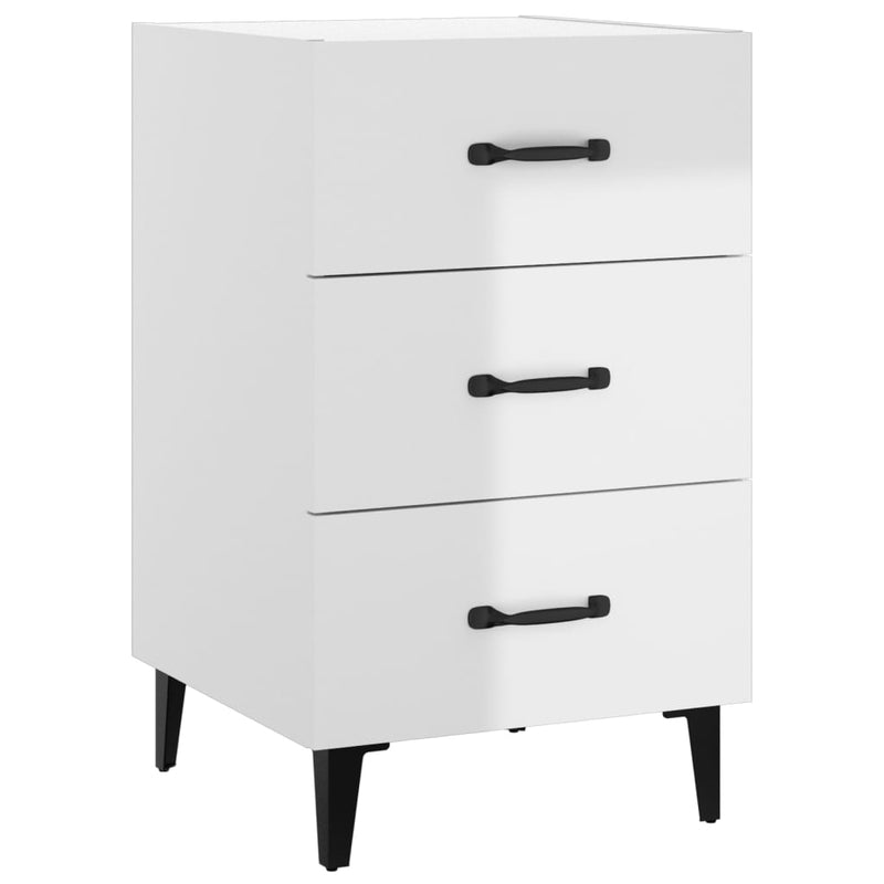 Bedside Cabinet High Gloss White 40x40x66 cm Engineered Wood