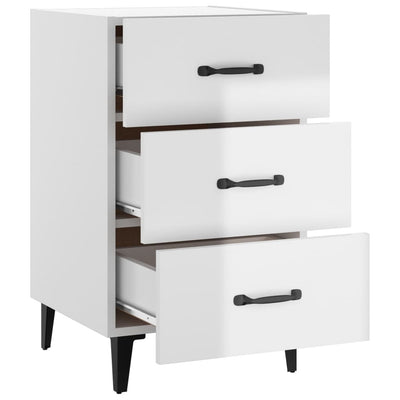 Bedside Cabinet High Gloss White 40x40x66 cm Engineered Wood