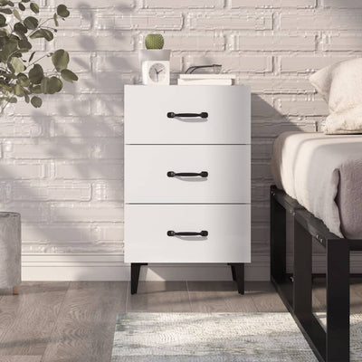 Bedside Cabinet High Gloss White 40x40x66 cm Engineered Wood