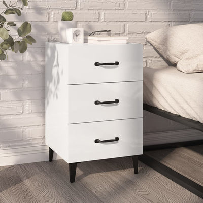 Bedside Cabinet High Gloss White 40x40x66 cm Engineered Wood