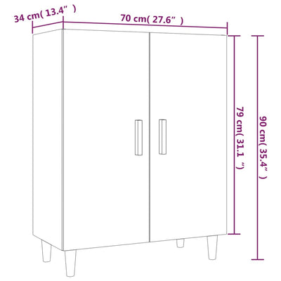 Sideboard High Gloss White 70x34x90 cm Engineered Wood