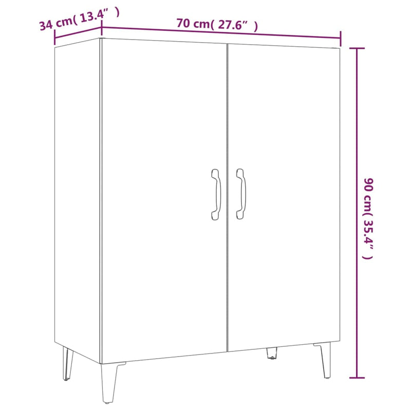 Sideboard White 70x34x90 cm Engineered Wood