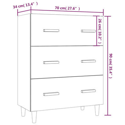 Sideboard White 70x34x90 cm Engineered Wood