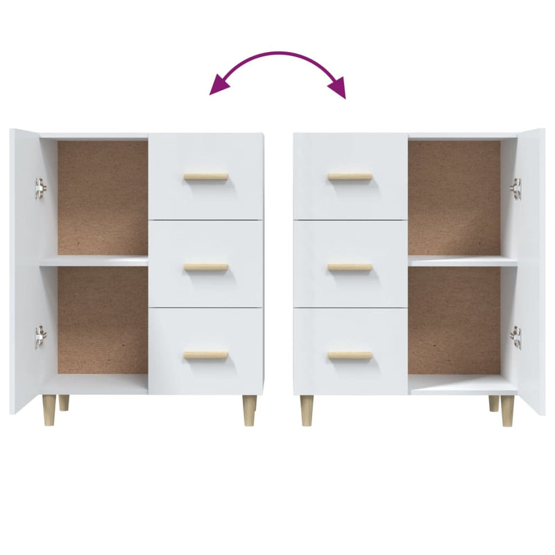 Sideboard High Gloss White 69.5x34x90 cm Engineered Wood