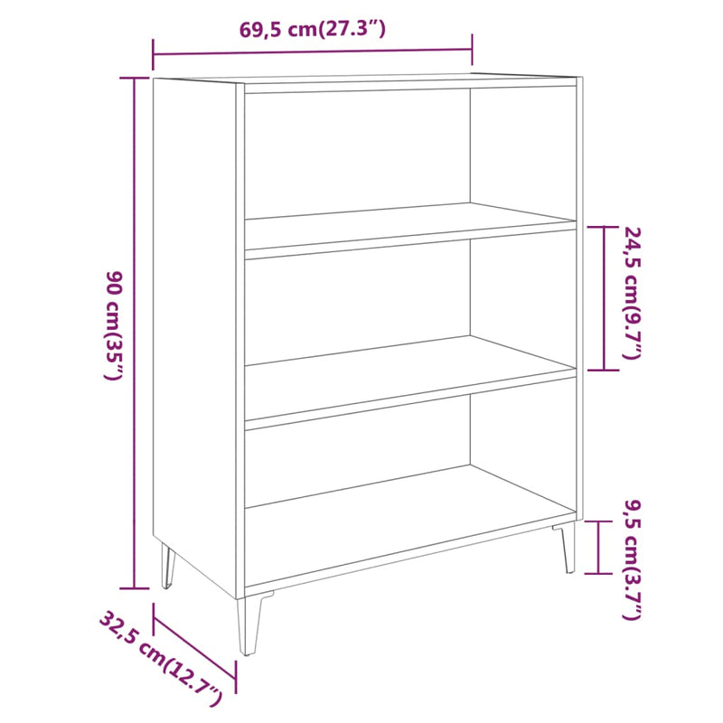 Sideboard Black 69.5x32.5x90 cm Engineered Wood