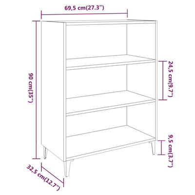 Sideboard High Gloss White 69.5x32.5x90 cm Engineered Wood