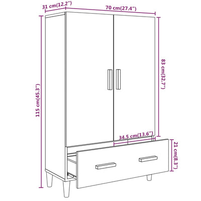 Highboard White 70x31x115 cm Engineered Wood