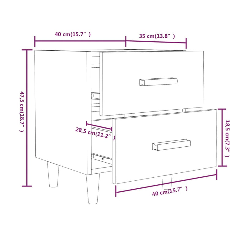 Bed Cabinet Smoked Oak 40x35x47.5 cm