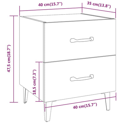 Bedside Cabinet Brown Oak 40x35x47.5 cm