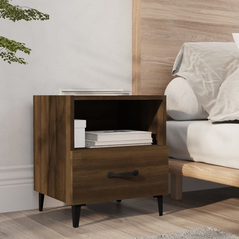 Bedside Cabinets 2 pcs Brown Oak Engineered Wood