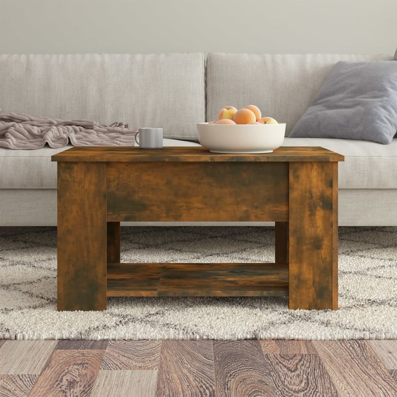 Coffee Table Smoked Oak 79x49x41 cm Engineered Wood