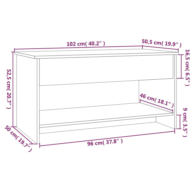 Coffee Table Grey Sonoma 102x50x52.5 cm Engineered Wood