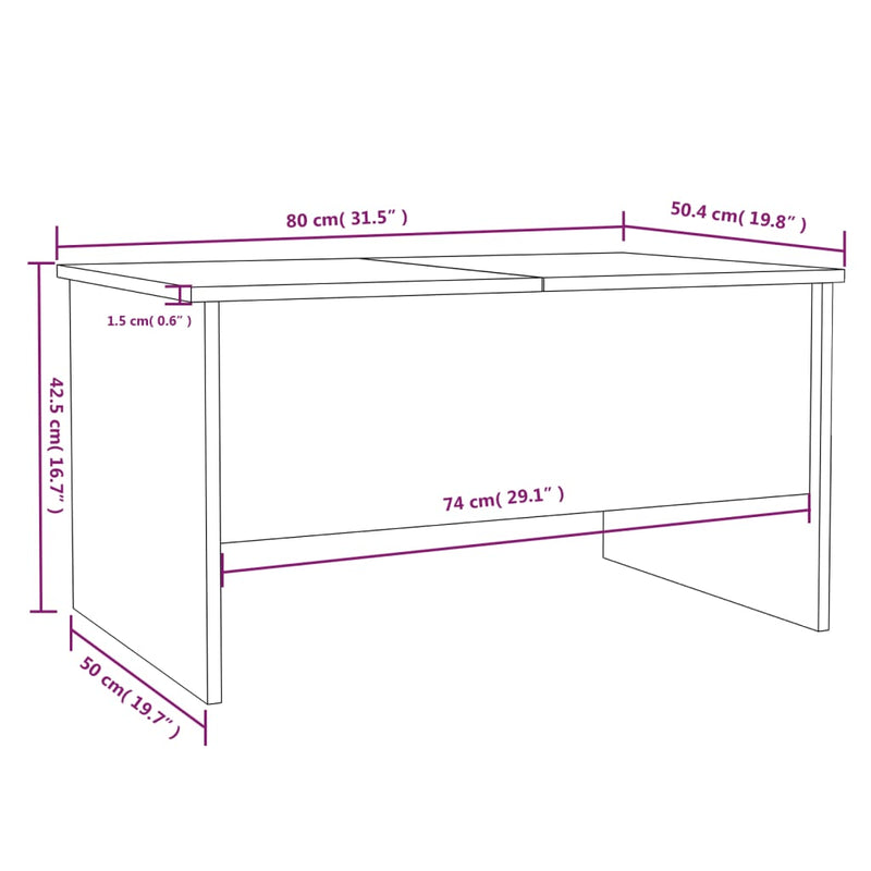 Coffee Table Grey Sonoma 80x50x42.5 cm Engineered Wood