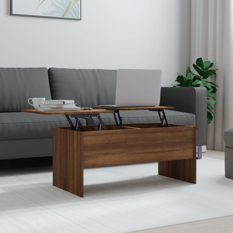 Coffee Table Brown Oak 102x50.5x46.5 cm Engineered Wood